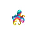 Paper cut octopus shape 3D origami. Trendy concept fashion design. Vector illustration Royalty Free Stock Photo