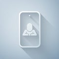 Paper cut Online psychological counseling distance icon isolated on grey background. Psychotherapy, psychological help