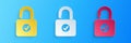 Paper cut Open padlock icon isolated on blue background. Opened lock sign. Cyber security concept. Digital data Royalty Free Stock Photo