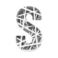 Paper cut out font letter S 3D Royalty Free Stock Photo