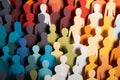 Paper cut out of a large crowd of people standing together. Diverse community and teamwork concept Royalty Free Stock Photo