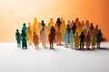 Paper cut out of a large crowd of people standing together. Diverse community and teamwork concept Royalty Free Stock Photo