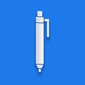 Paper cut Pen icon isolated on blue background. Paper art style. Vector Royalty Free Stock Photo