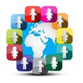 Paper Cut People Around Globe Vector Royalty Free Stock Photo