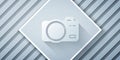 Paper cut Photo camera icon isolated on grey background. Foto camera. Digital photography. Paper art style. Vector Royalty Free Stock Photo