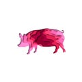Paper cut pig shape 3D origami. Trendy concept fashion design. Vector illustration Royalty Free Stock Photo