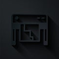 Paper cut Plotter icon isolated on black background. Large format multifunction printer. Polygraphy, printshop service Royalty Free Stock Photo