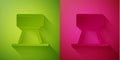 Paper cut Pommel horse icon isolated on green and pink background. Sports equipment for jumping and gymnastics. Paper