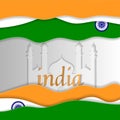 A paper-cut postcard celebrating India`s independence Day. vector illustration