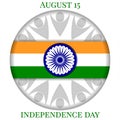 A paper-cut postcard celebrating India`s independence Day. vector illustration