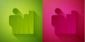 Paper cut Productive human icon isolated on green and pink background. Idea work, success, productivity, vision and