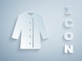 Paper cut Raincoat icon isolated on grey background. Paper art style. Vector Royalty Free Stock Photo