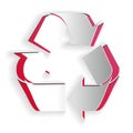 Paper cut Recycle symbol icon isolated on white background. Circular arrow icon. Environment recyclable go green. Paper Royalty Free Stock Photo