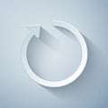 Paper cut Refresh icon isolated on grey background. Paper art style Royalty Free Stock Photo