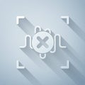 Paper cut Rejection voice recognition icon isolated on grey background. Voice biometric access authentication for