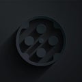 Paper cut Revolver cylinder icon isolated on black background. Paper art style. Vector Royalty Free Stock Photo