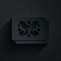 Paper cut Rorschach test icon isolated on black background. Psycho diagnostic inkblot test Rorschach. Paper art style Royalty Free Stock Photo