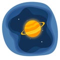 Paper cut Saturn icon Planet of the solar system icon. Vector illustration. Royalty Free Stock Photo