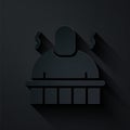 Paper cut Sauna and spa procedures icon isolated on black background. Relaxation body care and therapy, aromatherapy and