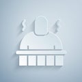 Paper cut Sauna and spa procedures icon isolated on grey background. Relaxation body care and therapy, aromatherapy and