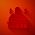 Paper cut Sauna and spa procedures icon isolated on red background. Relaxation body care and therapy, aromatherapy and