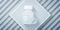 Paper cut Sedative pills icon isolated on grey background. Paper art style. Vector