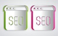 Paper cut SEO optimization icon isolated on grey background. Paper art style. Vector