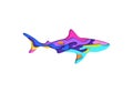 Paper cut shark shape 3D origami. Trendy concept design. Vector illustration Royalty Free Stock Photo