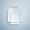 Paper cut Shirt kurta icon isolated on grey background. Paper art style. Vector