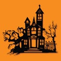 Paper Cut Silhouette Halloween Spooky Manor Mansion