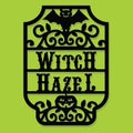 Paper Cut Silhouette Halloween Witch Hazel Vintage Frame Label