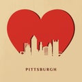 Paper-cut silhouette of Pittsburgh skyline