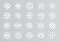 Paper cut snowflakes. White 3D Christmas design templates for decoration and greeting cards. Vector isolated paper snow