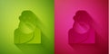 Paper cut Socrates icon isolated on green and pink background. Sokrat ancient greek Athenes ancient philosophy. Paper