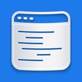 Paper cut Software, web developer programming code icon isolated on blue background. Javascript computer script random Royalty Free Stock Photo