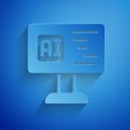 Paper cut Software, web developer programming code icon isolated on blue background. Javascript computer script random Royalty Free Stock Photo