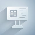 Paper cut Software, web developer programming code icon isolated on grey background. Javascript computer script random Royalty Free Stock Photo