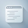 Paper cut Software, web developer programming code icon isolated on grey background. Javascript computer script random Royalty Free Stock Photo