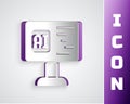 Paper cut Software, web developer programming code icon isolated on grey background. Javascript computer script random