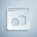 Paper cut Software, web developer programming code icon isolated on grey background. Javascript computer script random Royalty Free Stock Photo