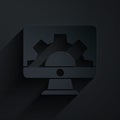 Paper cut Software, web development, programming concept icon isolated on black background. Programming language and