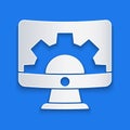 Paper cut Software, web development, programming concept icon isolated on blue background. Programming language and Royalty Free Stock Photo