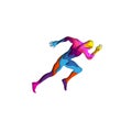 Paper cut sports man running shape 3D origami. Trendy concept fashion design. Vector illustration Royalty Free Stock Photo