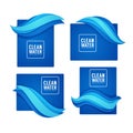 Paper Cut Spring Aqua Flow Vector Design Template For Your Modern Fresh Water Labels, Emblems and Tags