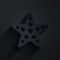 Paper cut Starfish icon isolated on black background. Paper art style. Vector Royalty Free Stock Photo