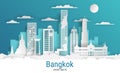 Paper cut style Bangkok city, white color paper Royalty Free Stock Photo