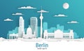 Paper cut style Berlin city, white color paper Royalty Free Stock Photo