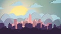 Paper-cut Style City with Mountains - Vector Illustration Royalty Free Stock Photo