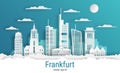 Paper cut style Frankfurt city, white color paper