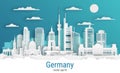 Paper cut style Germany, white color paper Royalty Free Stock Photo